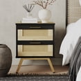 thumbnail image 3 of Bestier Natural Rattan Nightstand with 2 Drawers, Bedside Table with Storage, Modern End Table with Metal Legs for Living Room, Bedroom, Kids Room, 3 of 10