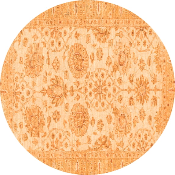 Ahgly Company Indoor Round Oriental Orange Traditional Area Rugs, 4' Round