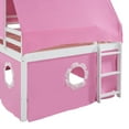 thumbnail image 5 of Euroco Wood Full Loft Bed with Tent and Slide, Castle Bed with Tower for Kids Teens Bedroom, Pink, 5 of 14