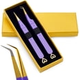 thumbnail image 6 of Precision Eyelash Extension Tweezers,Straight And Curved, with Fiber Tip, Volume & Isolation Tweezers, Japanese Stainless Steel, Unique Spotted Design (Pink Color), 6 of 8