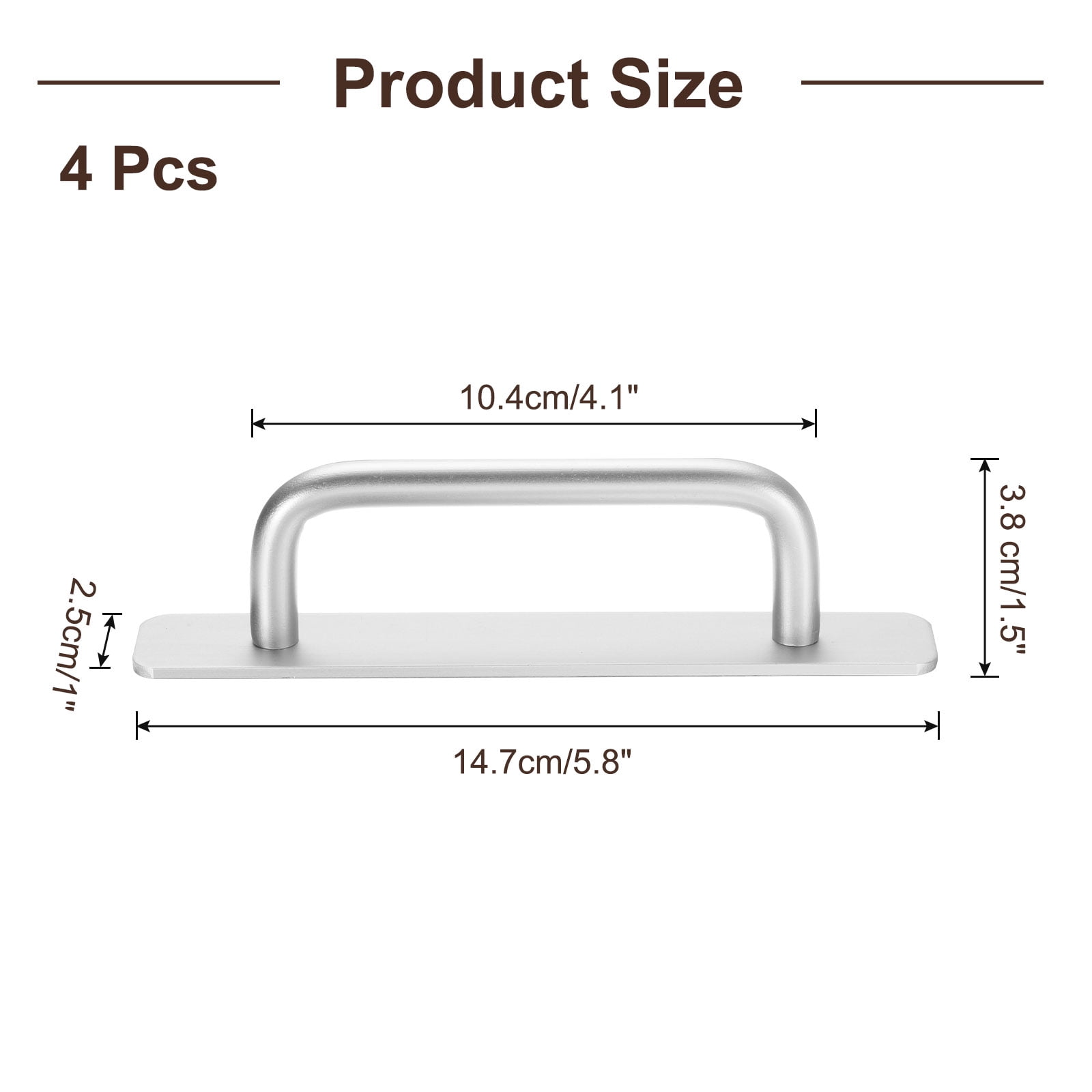 Unique Bargains Adhesive Cabinet No Drilling Handle Pulls for Closet 5.8" Silver Tone 4Pcs