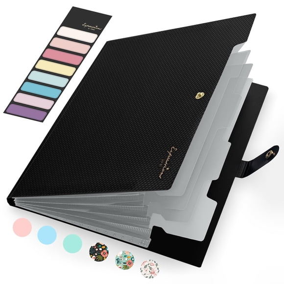 Carpeta expansible Sooez de 5 bolsillos tamaño carta, negra