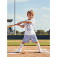 thumbnail image 3 of BemeyourBBs Toddler Baby Boy Baseball Outfit Summer Clothes Letter Print Short Sleeve T-Shirts and Pockets Striped Shorts 2 Piece Set, 3 of 9