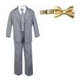 thumbnail image 2 of 6pc Baby Toddler Boy Teen Formal Party Suit w/ Satin Bow tie Medium Gray Sm-20, 2 of 4