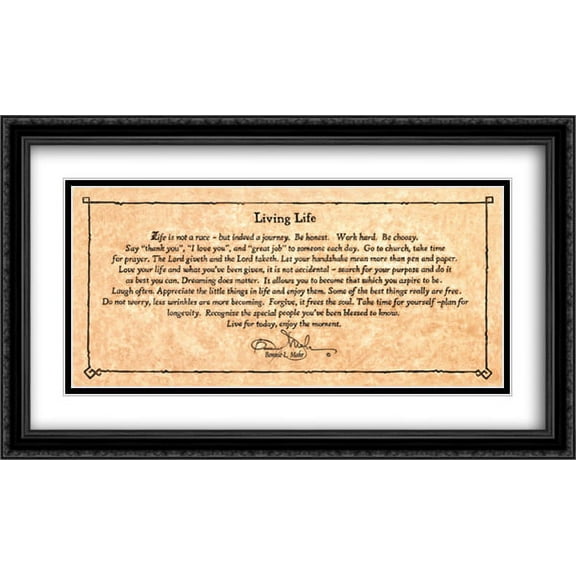 Living Life 2x Matted 28x16 Large Black Ornate Framed Art Print by Bonnie Mohr