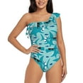 thumbnail image 2 of Picia Shark Wearing Sunglasses Pattern Women's One Piece Swimsuits,One Shoulder Swimwear Asymmetric ,Ruffle Monokinis Bathing Suits,High Waisted Flattering Bathing Suits-Large, 2 of 8