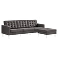 thumbnail image 1 of Loft Tufted Vegan Leather Sofa and Ottoman Set in Silver Gray, 1 of 10