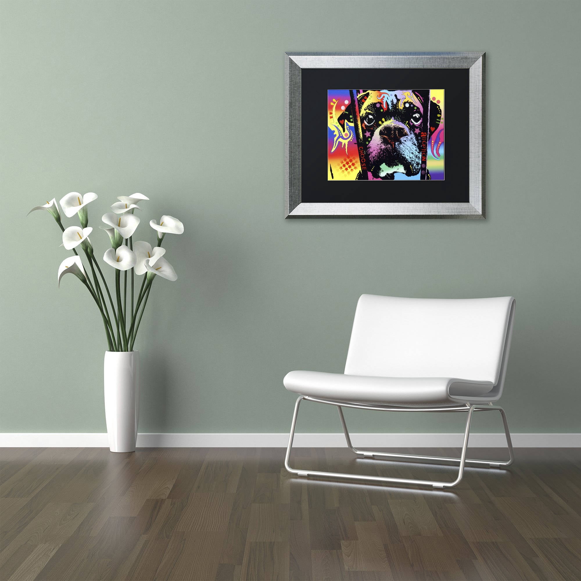 Trademark Fine Art "Choose Adoption Boxer" Canvas Art by Dean Russo, Black Matte, Silver Frame