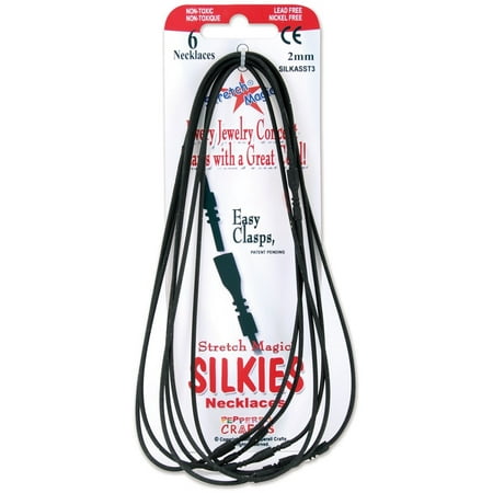 - Stretch Magic Silkies Necklace Cords 2mm, 6/Pkg: Black, These super stretchy cords com with an easy clasp molded in place By Pepperell Ship from US