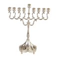 thumbnail image 3 of Menorá de Janucá de 9 brazos, candelabro de escritorio para fiestas, banquetes y bodas. Plata, 3 of 9
