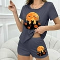 thumbnail image 6 of Qepwscx Women's Pajamas Sets 2 Piece Halloween Crew Neck Crop Short Sleeve Sleepwear Pjs + Elastic Waist Shorts Lightweight Shirt Graphic Tops Pajama Sets Summer Going Out Outfits Loungewear M-XL, 6 of 7