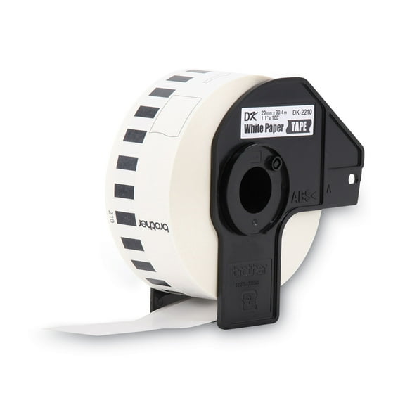 Brother Genuine DK-2210 Continuous Length Black on White Paper Tape for Brother QL Label Printers, 1.1" x 100' (29mm x 30.4M), 1 Roll per Box, DK2210