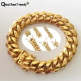 thumbnail image 2 of Pulsera de cadena cubana Miami Curb para hombre, brazalete de acero inoxidable con cierre de fundición de dragón, joyería de Hip hop, 8MM ~ 18MM, promoción Fivean unisex, 2 of 2