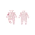 thumbnail image 2 of BemeyourBBs Newborn Baby Girl Coming Home Outfits 3D Flower Ruffle Romper Spring Fall Winter Clothes Long Sleeve Zipper Jumpsuit Headband Set, 2 of 9