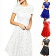 thumbnail image 6 of Women Lace Elegant Short Dress Plus Size Crew Neck Evening Party Cocktail M-5XL, 6 of 9