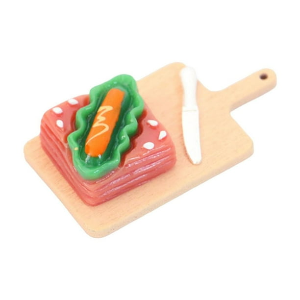 Decoración de casa de muñecas, mini comida para muñecas, escala 1/12 casa de muñecas en miniatura DIY, comida en miniatura, para regalo para niñ salchicha y jamón