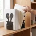 thumbnail image 3 of REGALWOVEN Decorative Metal Bookends with Hollow Tree Design, Book Ends Shelves, Non-Skid Bookshelf Black Spatula Bookend 3.9"L x 3.9"W x 5.9"H, 3 of 5