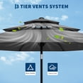 thumbnail image 3 of Garvee 10ft 3-Tier Vented Patio Umbrella, 8 Sturdy Ribs, Crank Lift, Push Button Tilt, Gray, 3 of 8