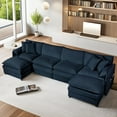 thumbnail image 5 of 143.31" Modular Sectional Sofa,U-Shaped Chenille Sofa Couch with Movable Ottoman,Modern 6 Seat Cloud Sectional Couches for Living Room Office Home (Blue, U-6 Seater), 5 of 9