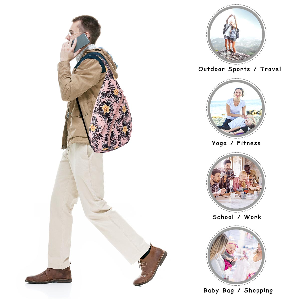 KAWELL Sling Backpack - Unisex Messenger Bag Crossbody Backpack Travel Multipurpose Daypacks for Men Women Lady Girl Teens - image 4 of 7