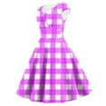 thumbnail image 3 of Cavosen 1950s Women's Cocktail Dresses Purple Vintage Retro Short Sleeve V Neck A-Line Tea Length Dresses Plaid Elegant Bodycon Rockabilly Party Dress Summer Homecoming S, 3 of 3