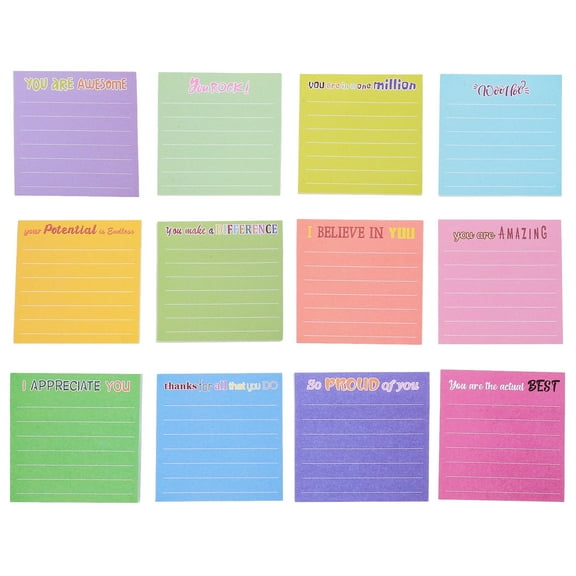 DECOMELODY Memo Pads Assorted Color 12Pcs 3.14X3.03X0.04In