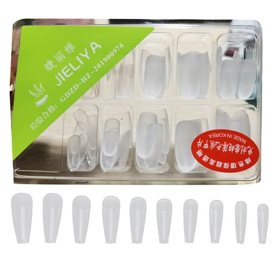 96Pcs/Box Seamless Nail Tips Ladder Shape Ultra Thin Water Drop Fold Transparent Frosted Tip for Manicure