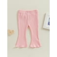 thumbnail image 2 of Bagilaanoe Newborn Baby Girl Flare Pants Solid Color Ribbed Trousers 3M 6M 9M 12M 18M 24M Infant Elastic Waist Fall Bell Bottom Casual Leggings, 2 of 7