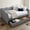 Navy-With Drawers, variant on Twin Size Upholstery Daybed with Trundle and USB, Twin to King Design Adorable Wave Shaped Extendable Linen Sofa Bed Cozy Gingham Daybed, for Living Room and Bedroom