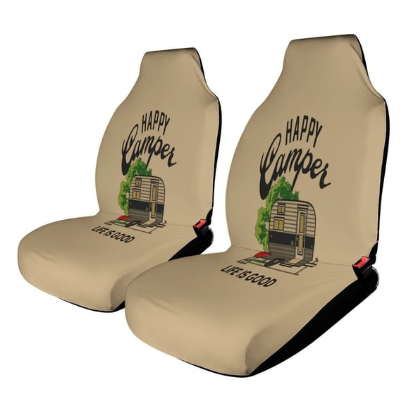 Happy Camper Life Is Good Car Seat Covers Front Seats Universal Fit for Cars SUV Truck Auto Interior Accessories