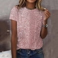 thumbnail image 2 of Horkkom Sparkly Tops for Women Crew Neck Short Sleeve Sequin Tops Party Evening T Shirts S, 2 of 4