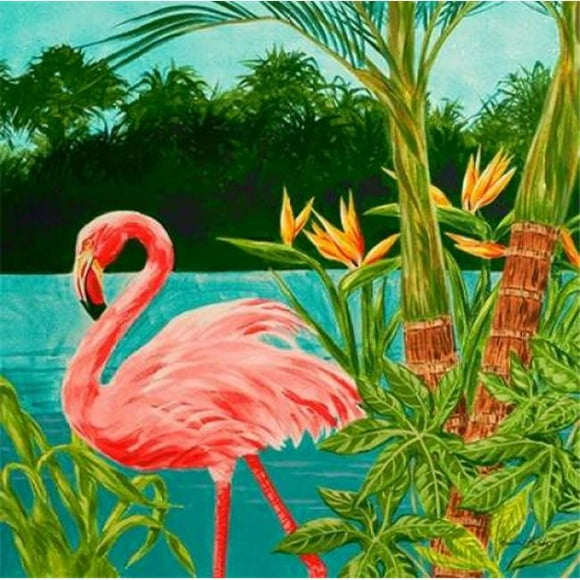 Sun Dance Graphics PDX10113BSMALL Hot Tropical Flamingo I Poster Print by Linda Baliko&#44; 12 x 12 - Small