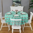 thumbnail image 2 of Turquoise Christmas Gnome Pattern Round Tablecloth 60"x60",Wrinkle Wipeable Table Cloth for Kitchen Dining Room Picnic Patio Party, 2 of 6