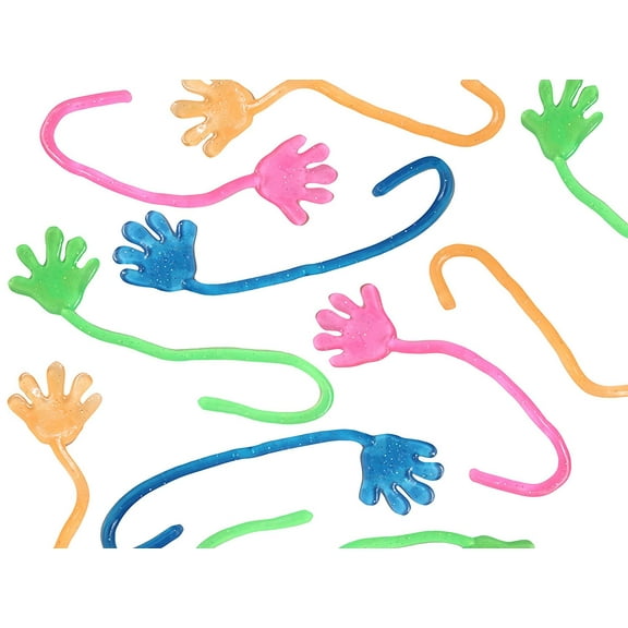 72 Sticky Hands - Mini Glitter for Party Favors, Goodie Bags, Treasure Chests or Halloween Prizes