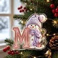 thumbnail image 6 of romoty Personalized Christmas Letter Ornaments, Cute Purple Snowman Initial Pendants, 2D Flat Acrylic Monogram Tree Car Mirror Decor, 6 of 7