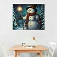 thumbnail image 2 of Nawypu  Light Up Snowman Canvas Print  Lighted Christmas Wall Hanging Snowman with a Black Top Hat and a Red Scarf Holding a Lantern - Winter Holiday Scene Wall Art, 2 of 4