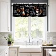 thumbnail image 3 of Coffee Theme Valance Kitchen Curtains 54x18Inch,Window Rod Pocket Rustic Cafe Beans Vintage Drink Black Modern Short Bedroom Window Drapes Funny Quote Printed Living Room, 3 of 5