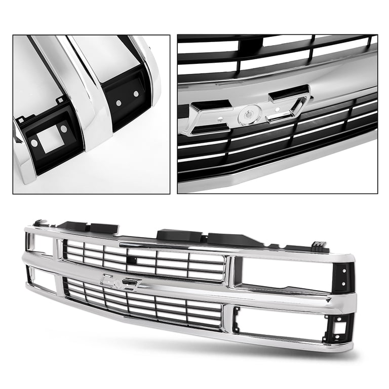 Evan-Fischer Front Grille Grill For Chevy Suburban C/K 2500 3500 1994-2000 - Painted Black, Direct Replacement, 2-Piece Kit