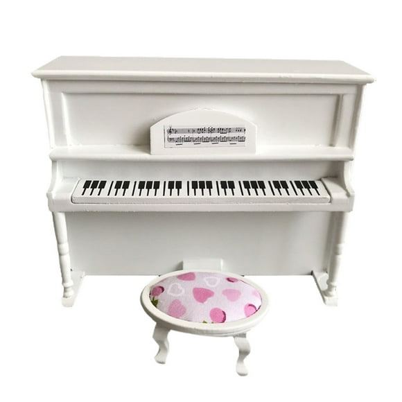 TopLLC Educational Toddler Toys Interactive Kids Toys Wooden White Piano Mini Doll Scale Model For 1/12 Dollhouse Miniature Baby Toys for Age 3+