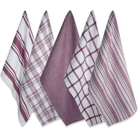 

Assorted Woven Kitchen Dishtowel Set 18x28 Wine 5 Piece