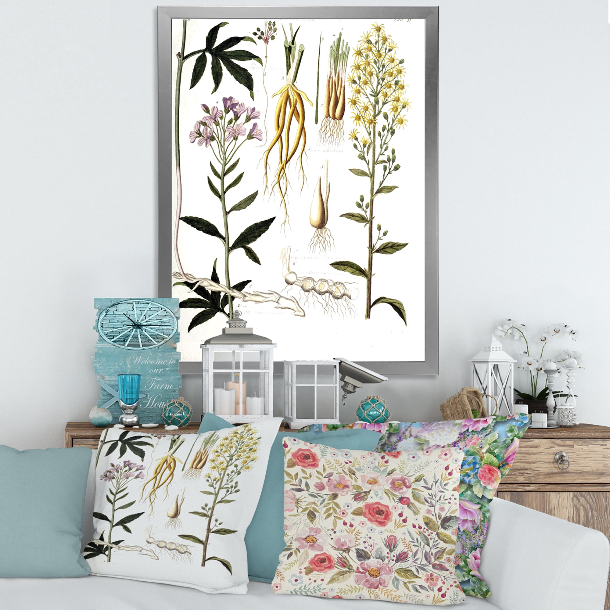 Designart 'Ancient Plant Life VIII' Farmhouse Framed Art Print