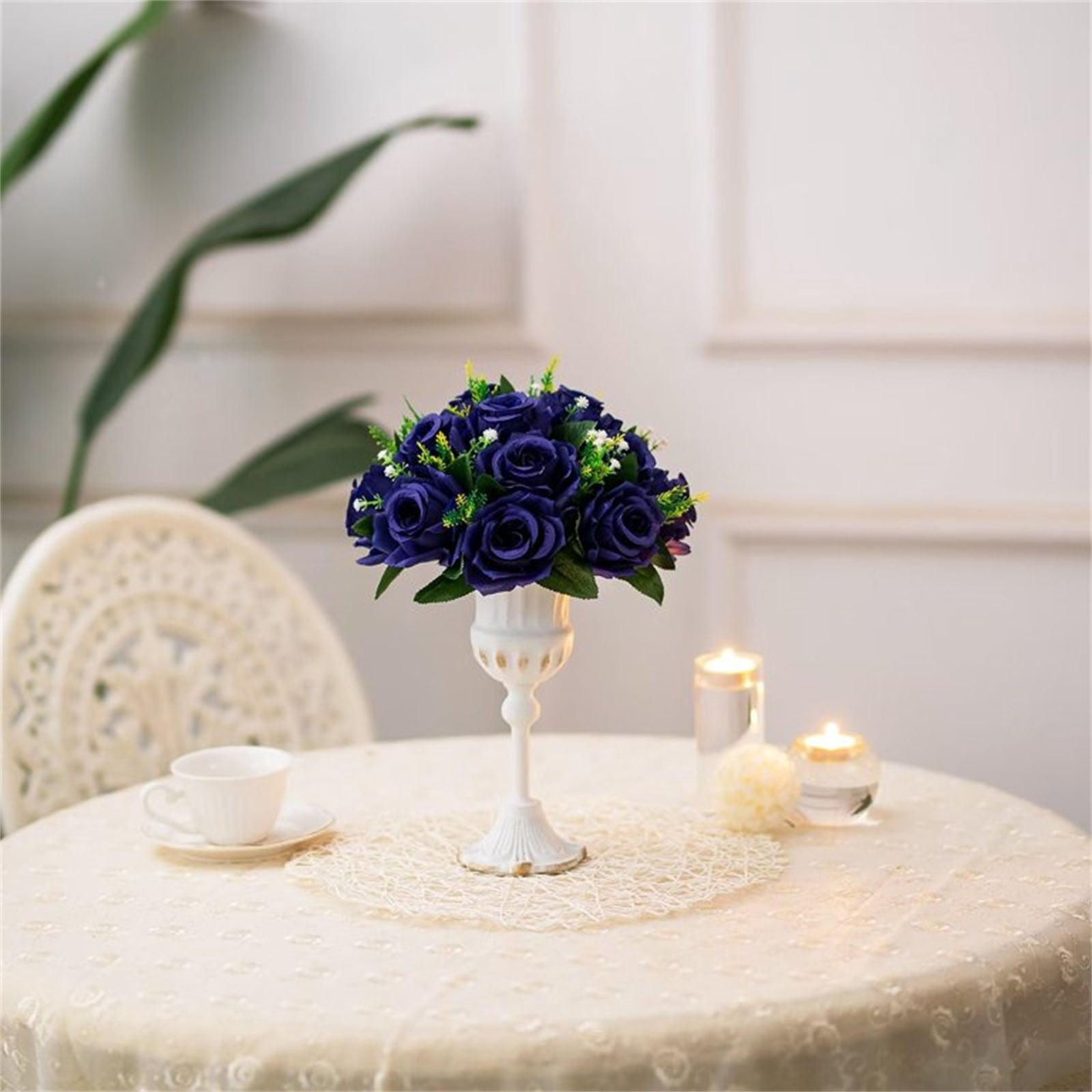 WYQLFSB Artificial Flowers for Outdoor 10pcs Dark Blue Road Flower Main Table Flower Silk Flower Flower Ball Wedding Car Staircase Decoration Wedding Supplies Props Home Decor Navy One Size