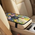 thumbnail image 4 of Xixirimido Car Seat Cover Set of 5 Pieces Front Seat Covers with Matching Seat Belt and Center Console Covers PU Leather Fits Most Vehicles, Black Cat Vibrant Daisy, 4 of 8