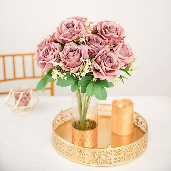 BalsaCircle 18" Dusty Rose Silk Rose Bushes Artificial Flowers Wedding Party Decorations