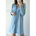 thumbnail image 4 of Women's Myosotis Buttoned Denim Shift Dress with Ruffles, 4 of 8