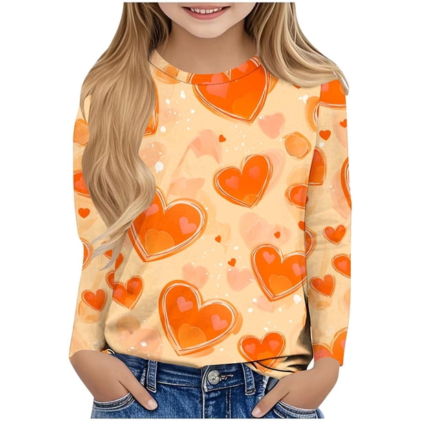 Blusas y camisas de manga larga con cuello redondo Camisas con estampados de manga larga Cuello redondo lindo Blusas casuales elegantes Ropa Camisas de cuello redondo Niña Top de poliéster