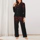 thumbnail image 2 of Balery Red Glitter1 Conjunto de Pijama con Estampado para Mujer, Conjunto de Dos Piezas con Manga Larga, Ropa de Dormir Suave con Bolsillos, Pijamas Cómodos-Large, 2 of 7