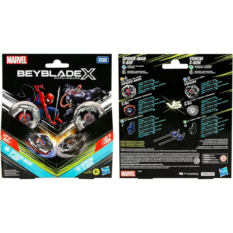 マーベル ベイブレードX スパイダーマン 3-60F ヴェノム 3-80N Beyblade X Marvel Collab Spider-Man 3-60F vs. Venom 3-80N