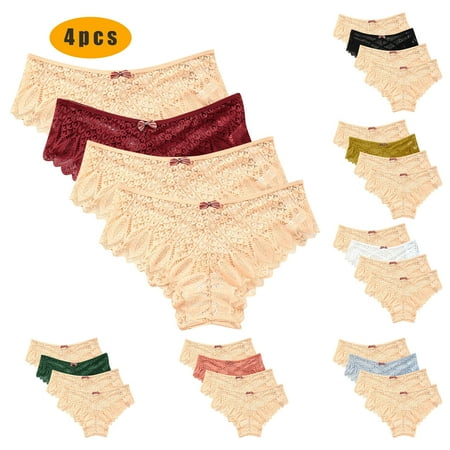 Kmdttou Seamless Underwear for Women Sexy Lace High Cut Panties Comfort Bikini Panty Stretch Underpants Breathable Ladies Briefs (Available in Plus Size) Wine-4XL