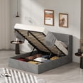 thumbnail image 2 of Full Size Lift up Storage Bed, Upholstered Platform Bed Frame with Modern Linen Fabric Wingback Headboard, Wood Slats Support, Noiseless, Easy Assembly, No Box Spring Needed, GRAPHITE, 2 of 5
